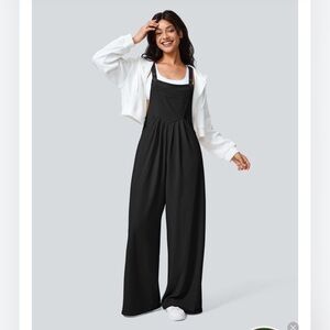 SOLD Halara Pockets Waffle Casual Overalls jumpsuit black nwt medium